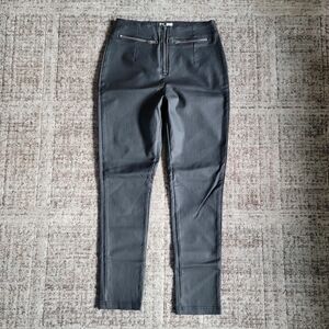 Princess Poly Black Coated Faux‎ Leather Stretch Cropped Pants Size 4